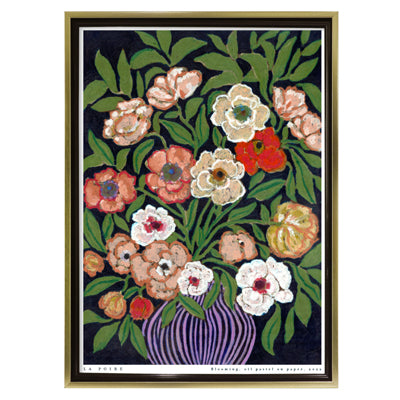 ANINE CECILIE IVERSEN LINEN TEXTURED ART IN,FRAME COLOR:GOLD