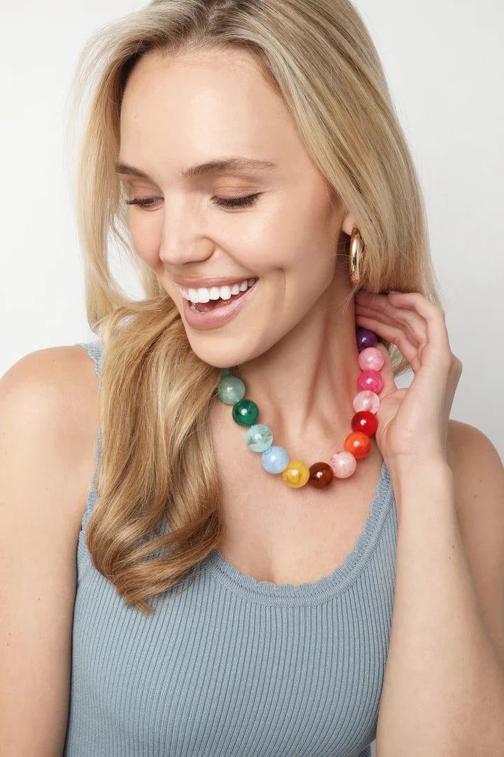 Mickey Beaded Gumball Necklace in Rainbow Multi