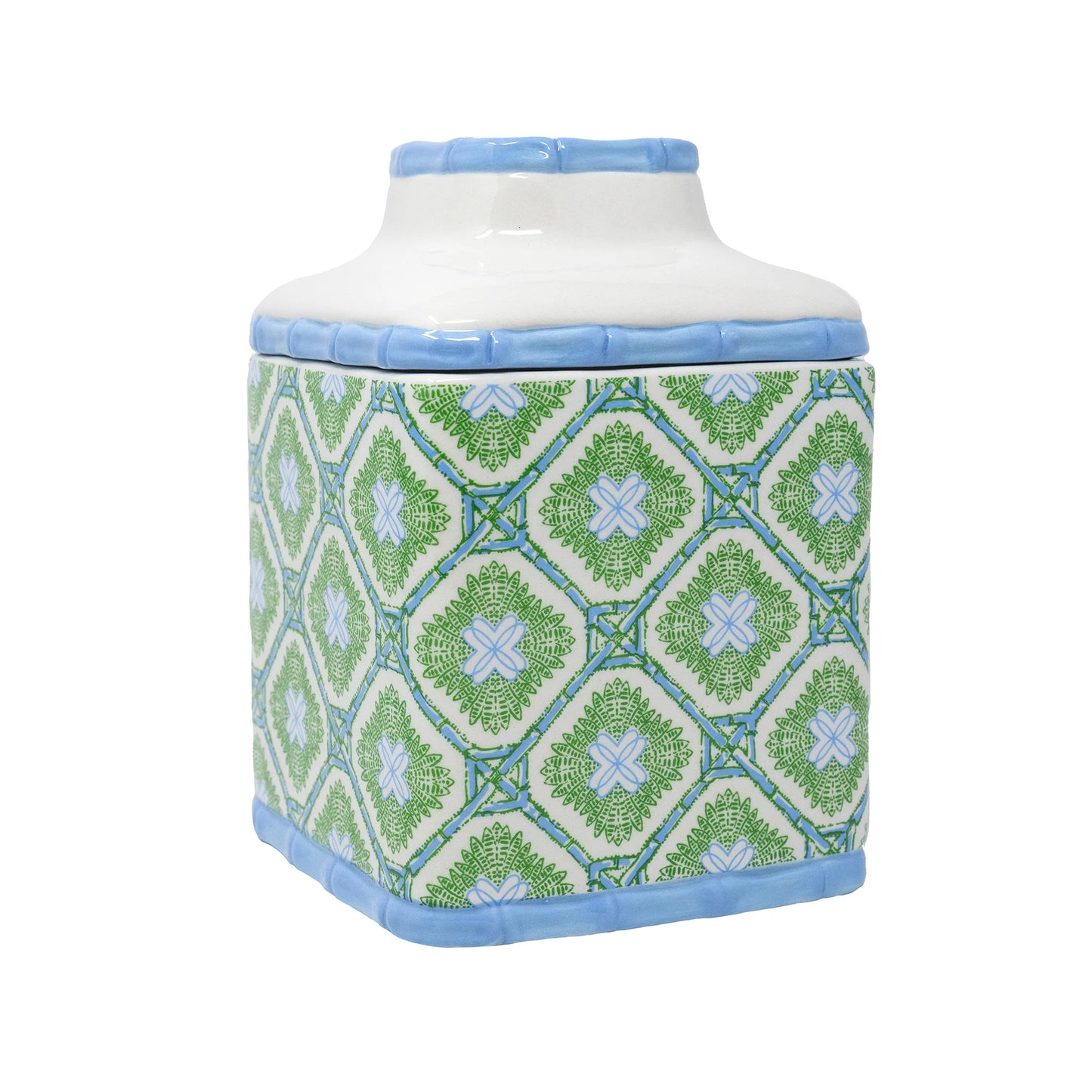 Lilly Pulitzer Tissue Holder, Bamboo Logo Trellis