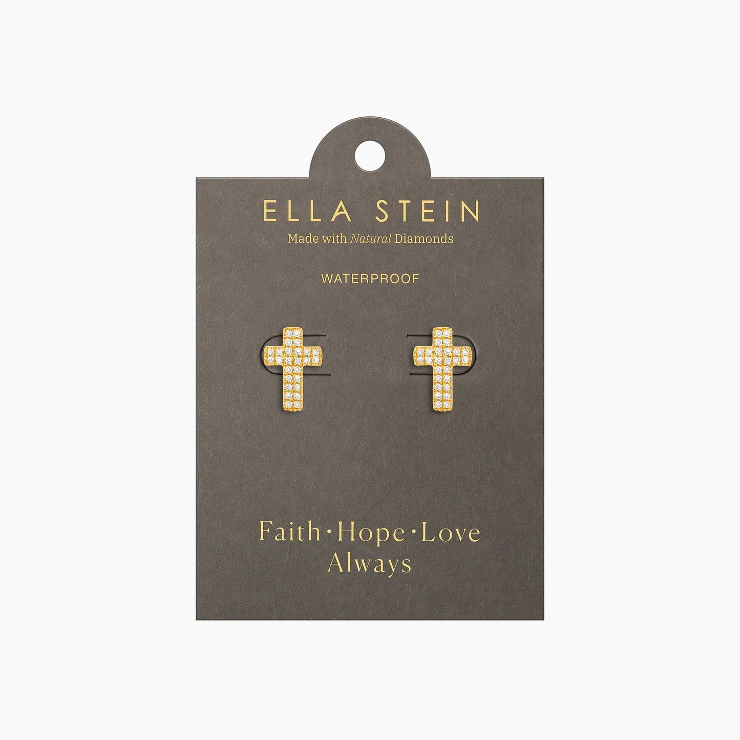Waterproof Small Cross Stud Earrings Gold