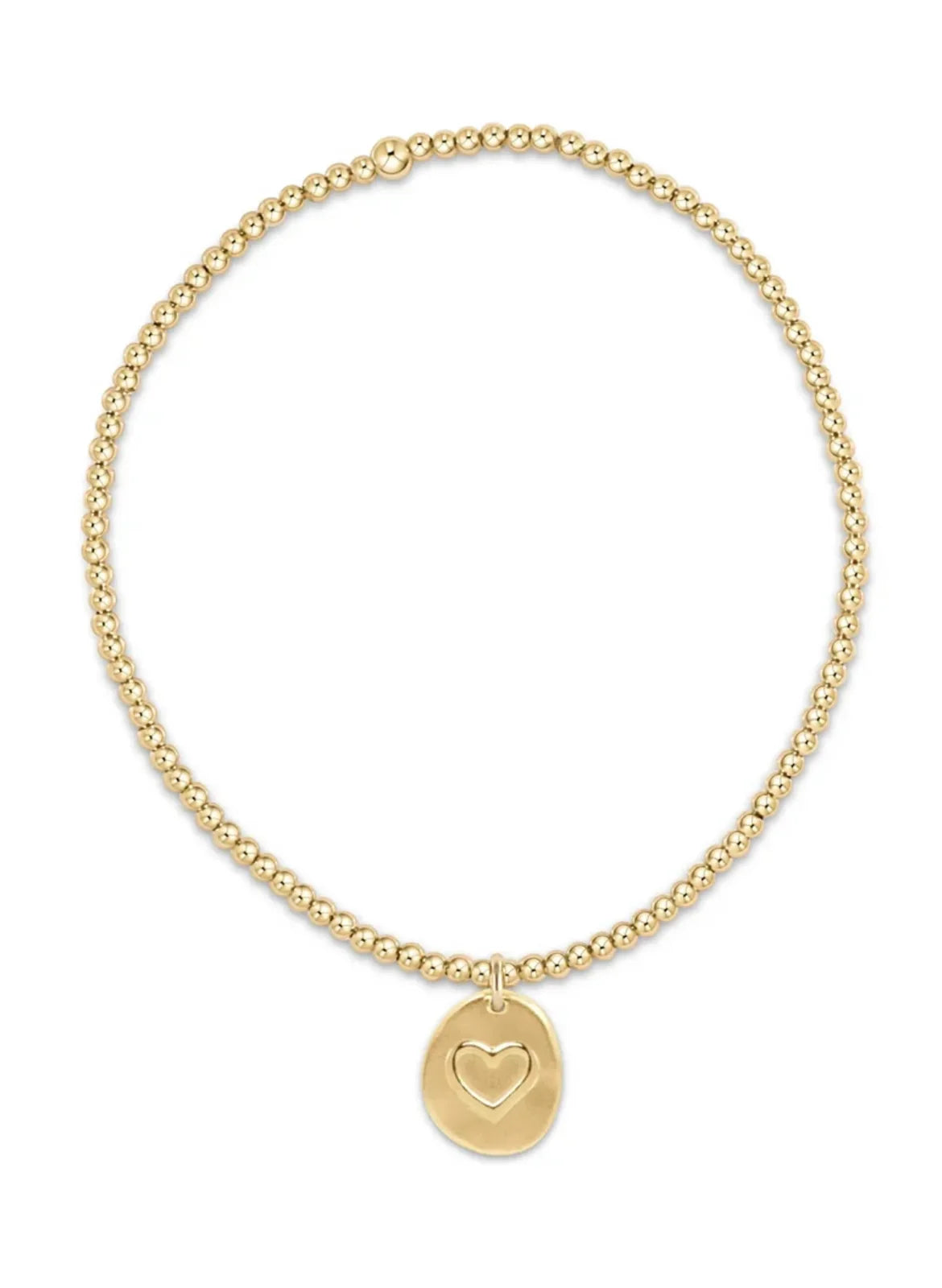 Classic Gold 2mm Bead Bracelet - Inspire Love Small Charm