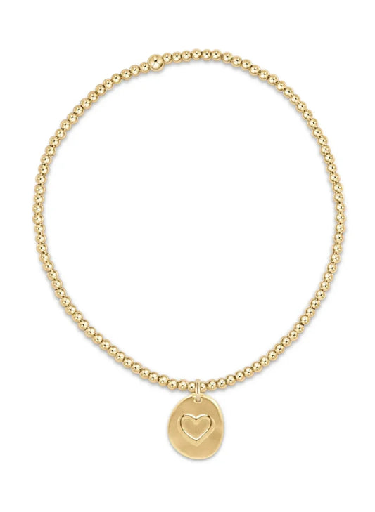 Classic Gold 2mm Bead Bracelet - Inspire Love Small Charm