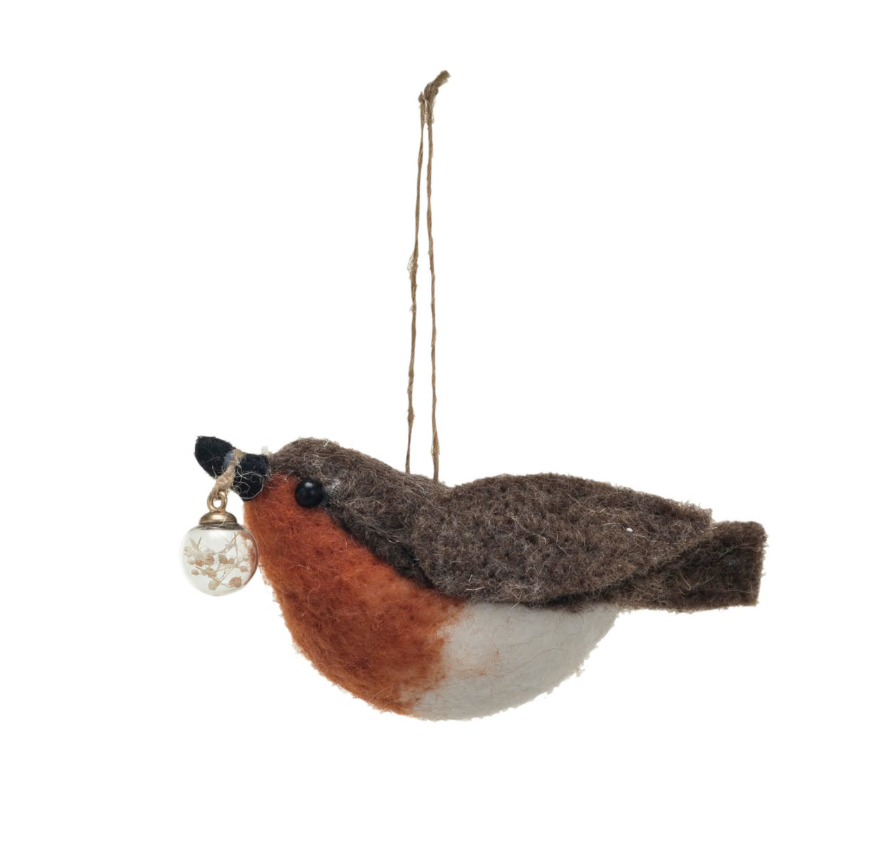 Wool Robin w Ornament in Beak