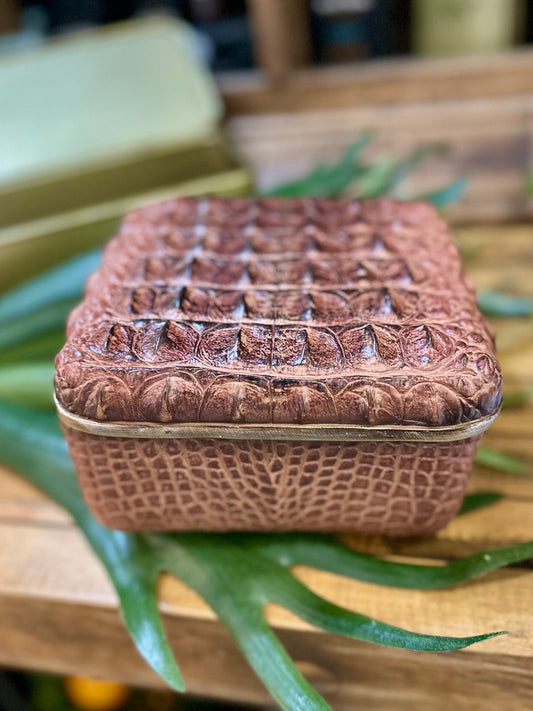Brown Alligator Skin Square Box