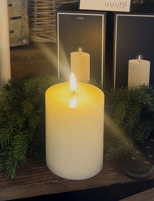 LED Pillar Candle, Ivory, Smooth 3 x 4"