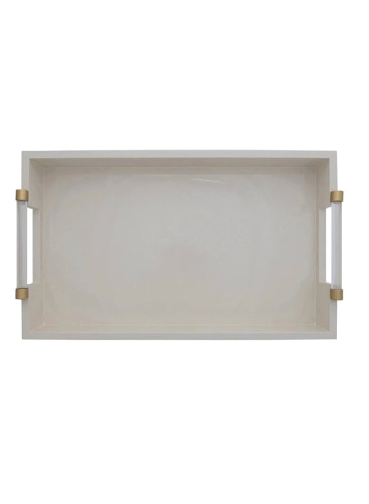 Lacquered Tray w/ Acrylic & Metal Handles