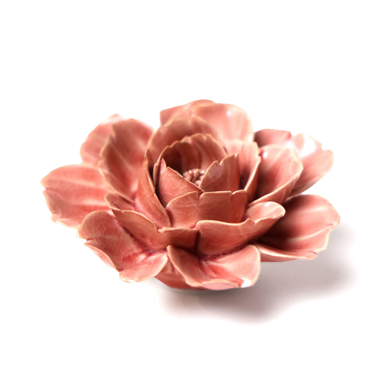 Rose Pink Coral 5 Ceramic Flower