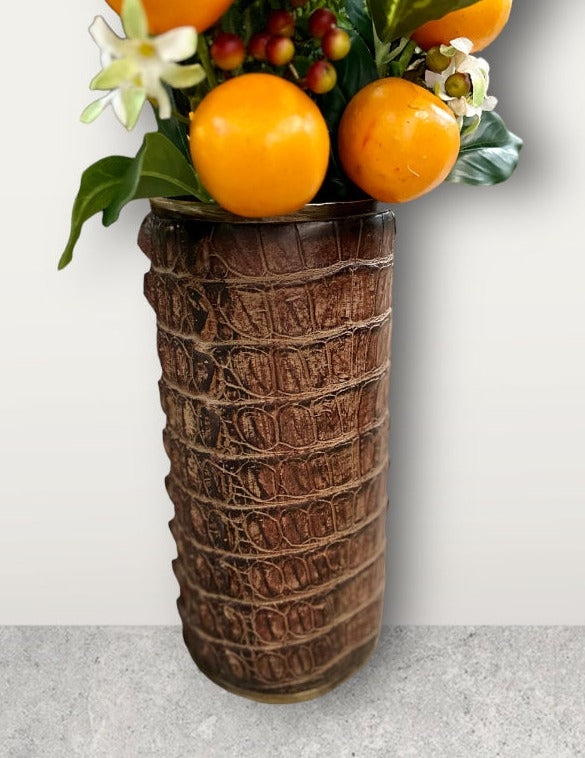 Brown Alligator Skin Vase