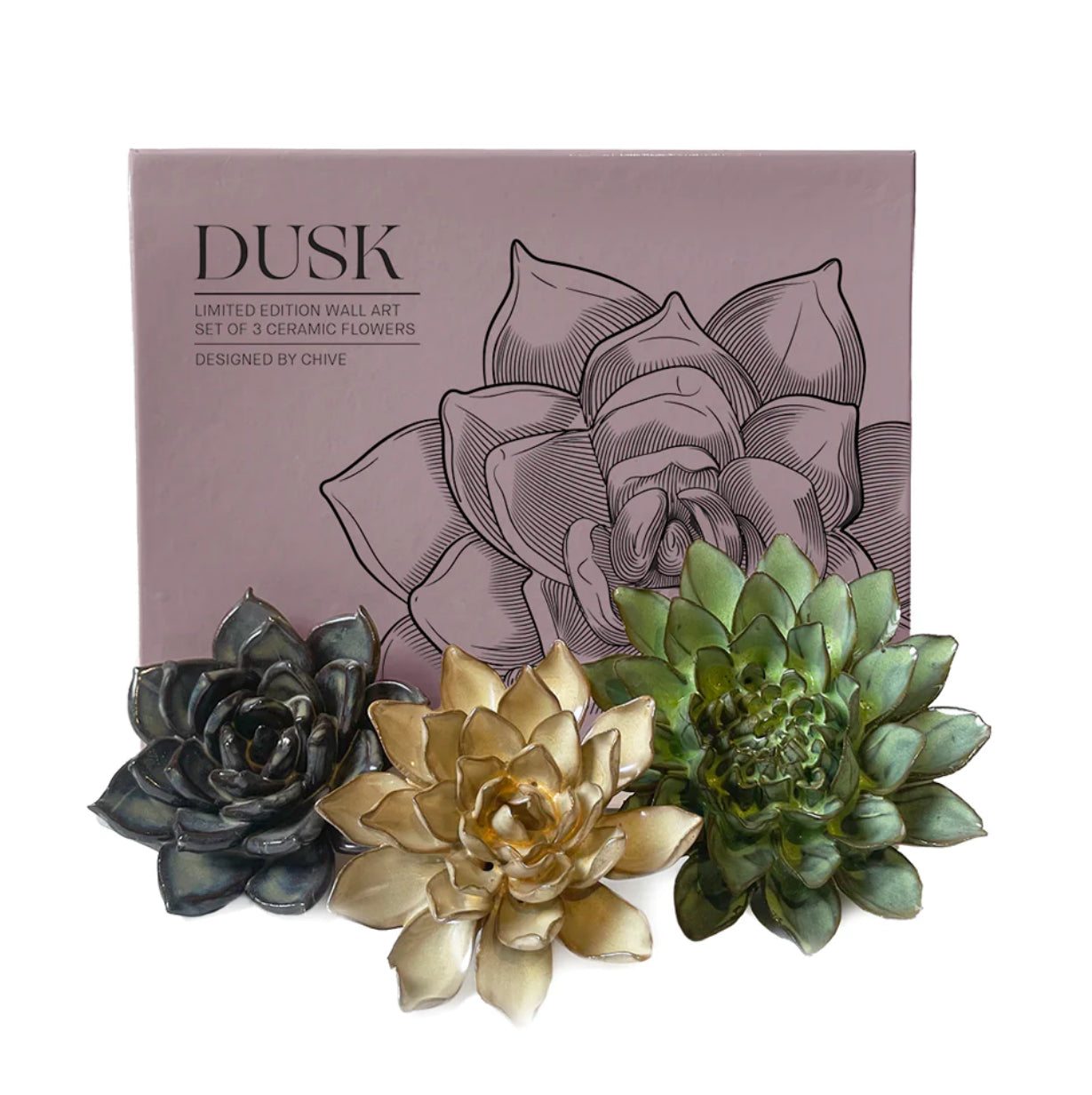 Set/3 Dusk Ceramic Flower Boxed Set