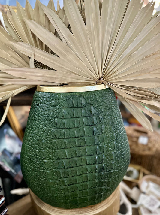 Green Alligator Skin Vase