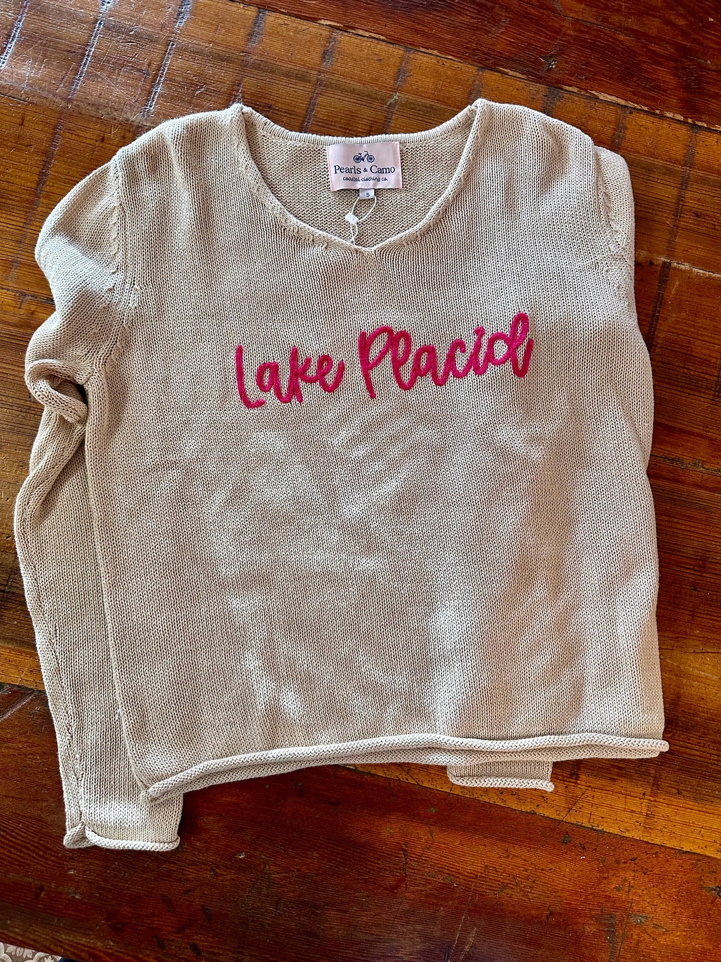 Lake Placid Sweater-Taupe/Fuchsia