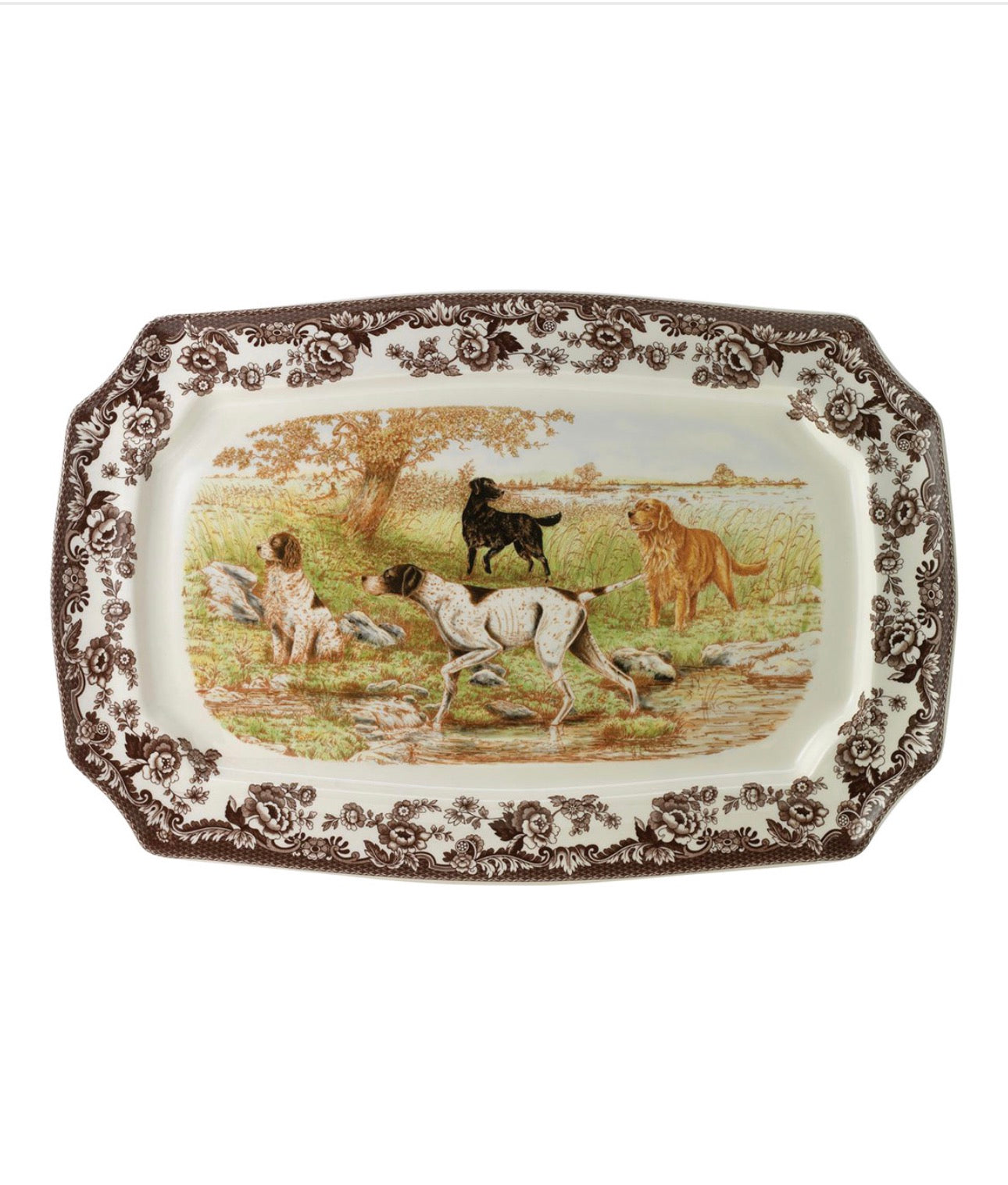 Woodland Hunting Dogs 17.5" Rectangular Platter