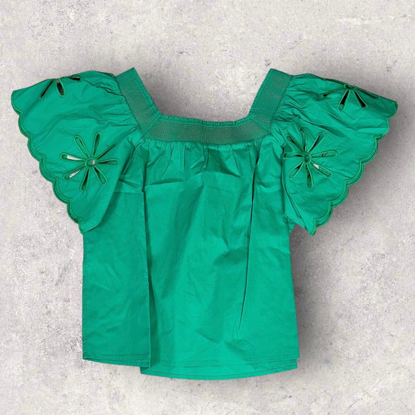 Solid Smocked Neck Top-Kelly Green