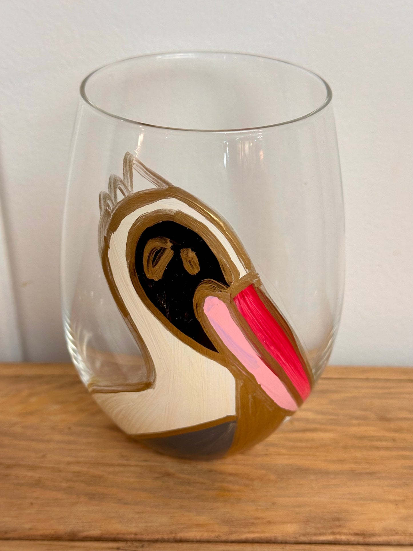 Pelican Hand Painted Wine Glass