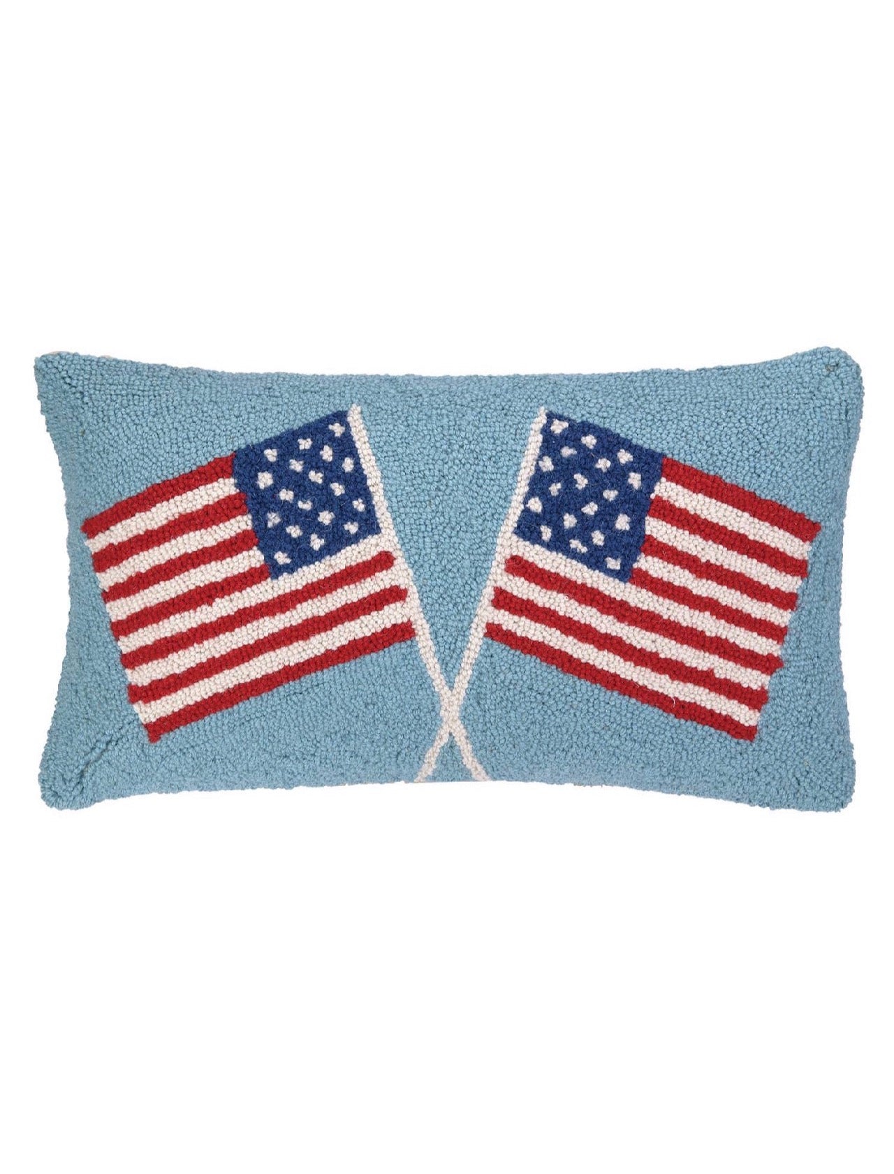 Double American Flags Hook Pillow