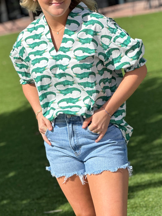 Gator Puff Sleeve Top