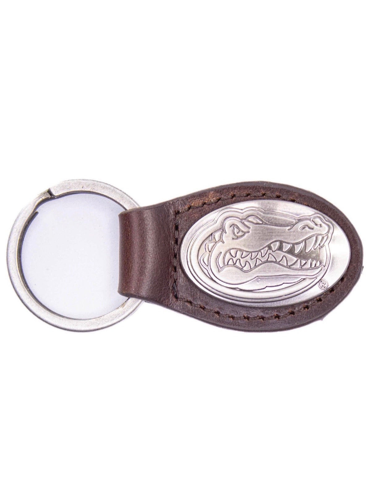Florida Gators Oval Leather Key Fob.: Brown