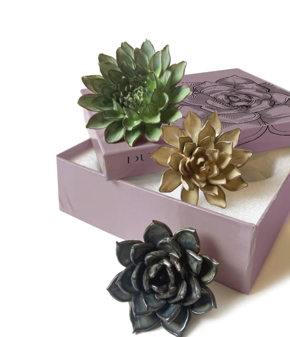 Set/3 Dusk Ceramic Flower Boxed Set