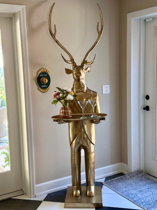 Cast Aluminum Deer Butler Tray, Life-Sized