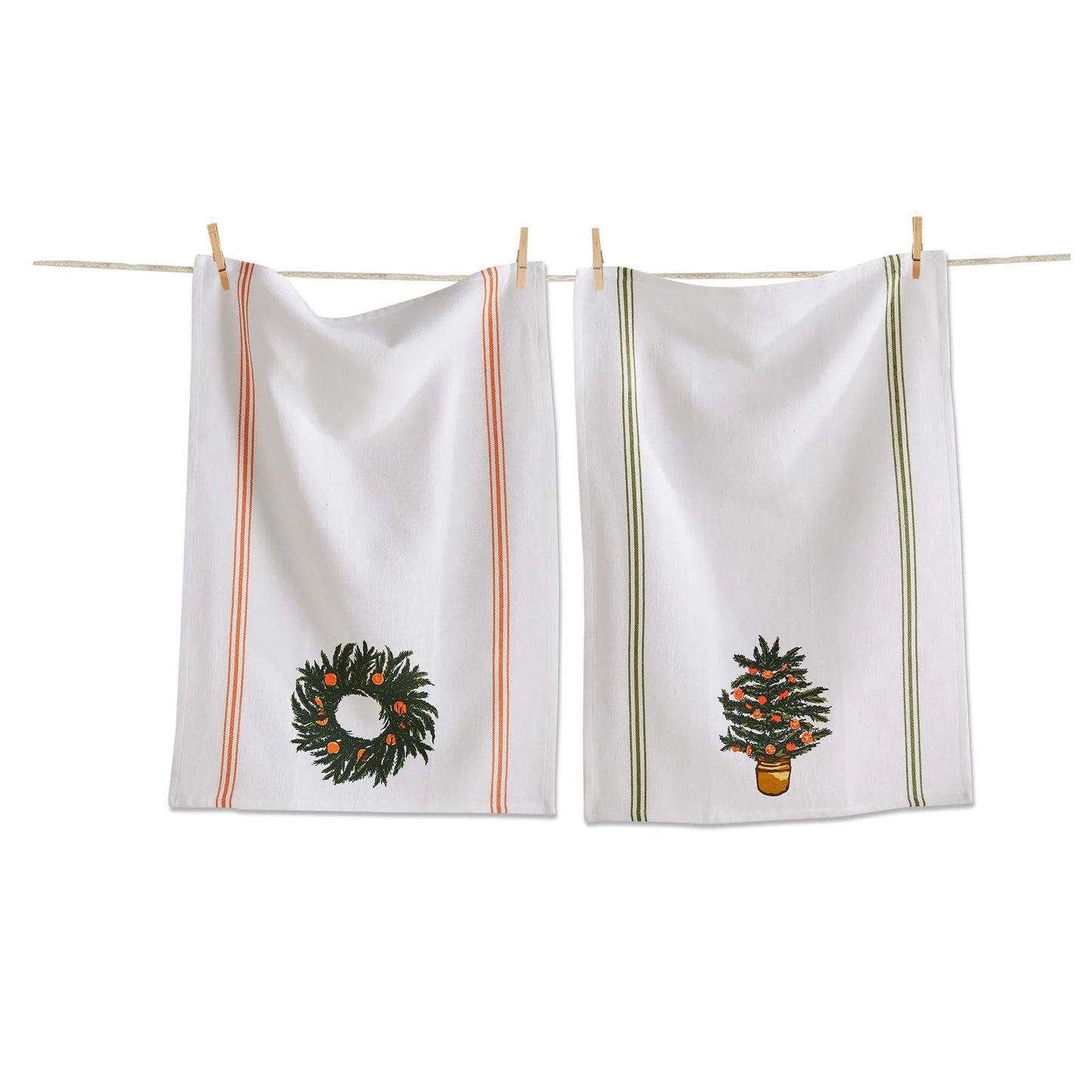 Citrus Tree & Wreath Dishtowel Set Of 2