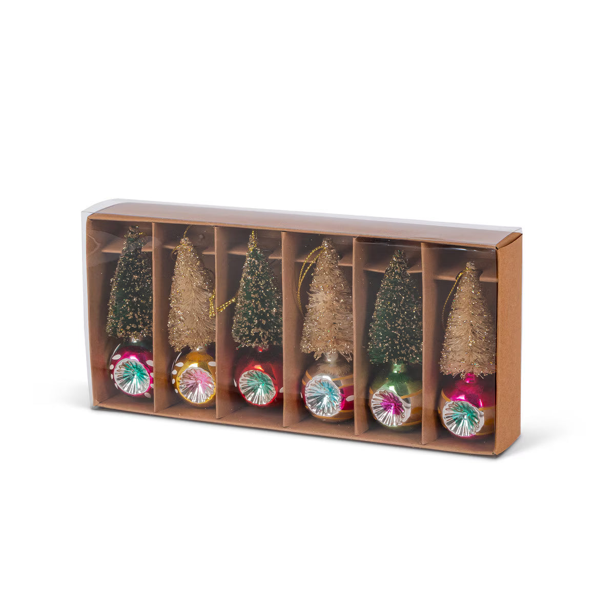 Mini Retro Tree Ornament, Box Set of 6