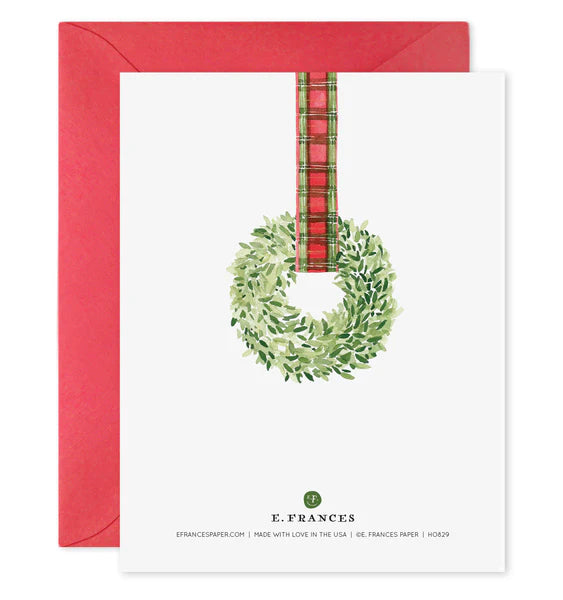 Plaid Ribbon Wreath Holiday Card Set