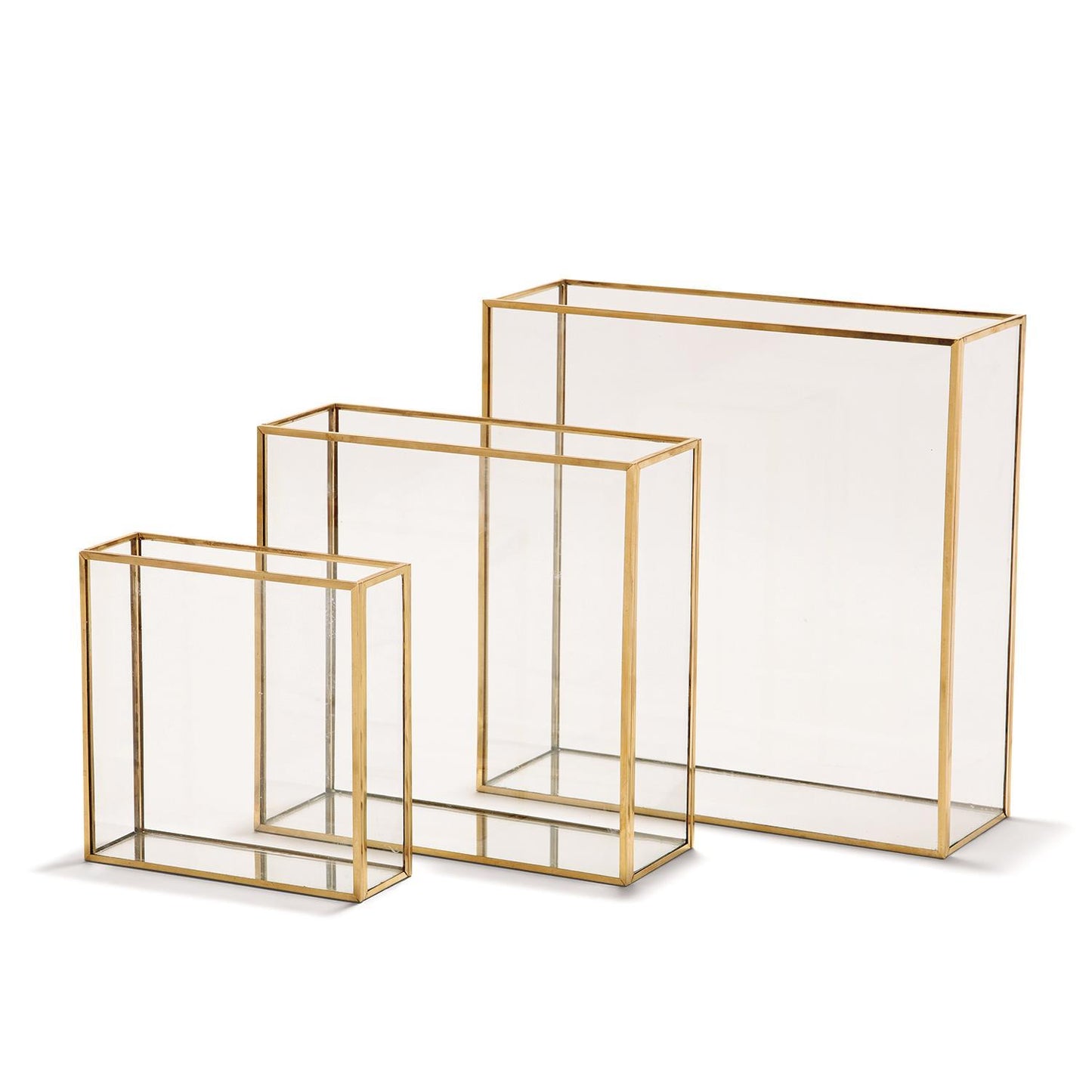 Square Vase with Gold Metal Trim