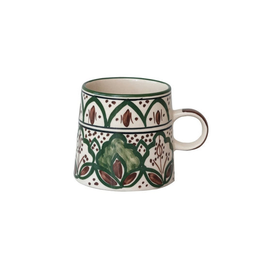 Hand painted green Brown design Mug