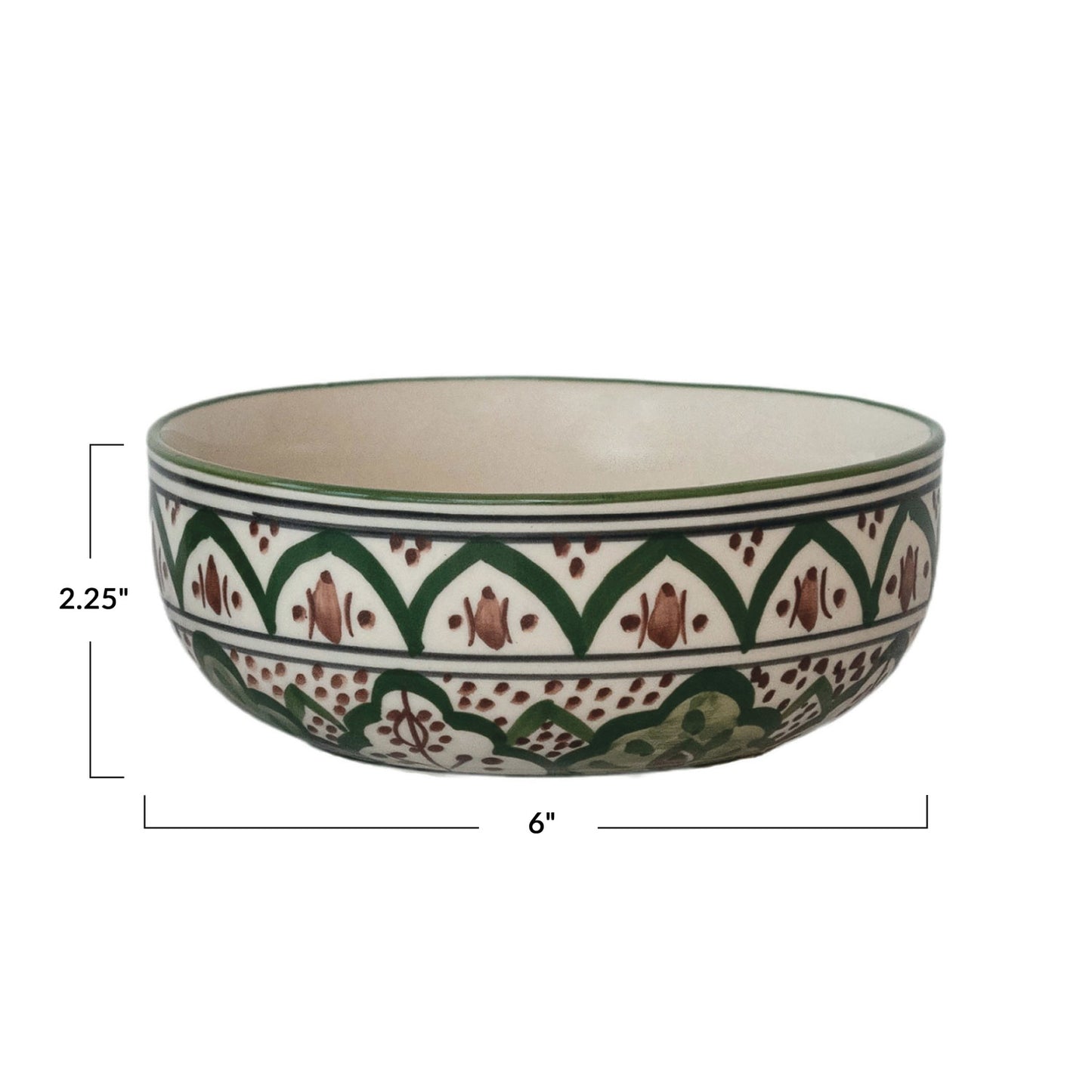 Hand painted green Brown design Bowl