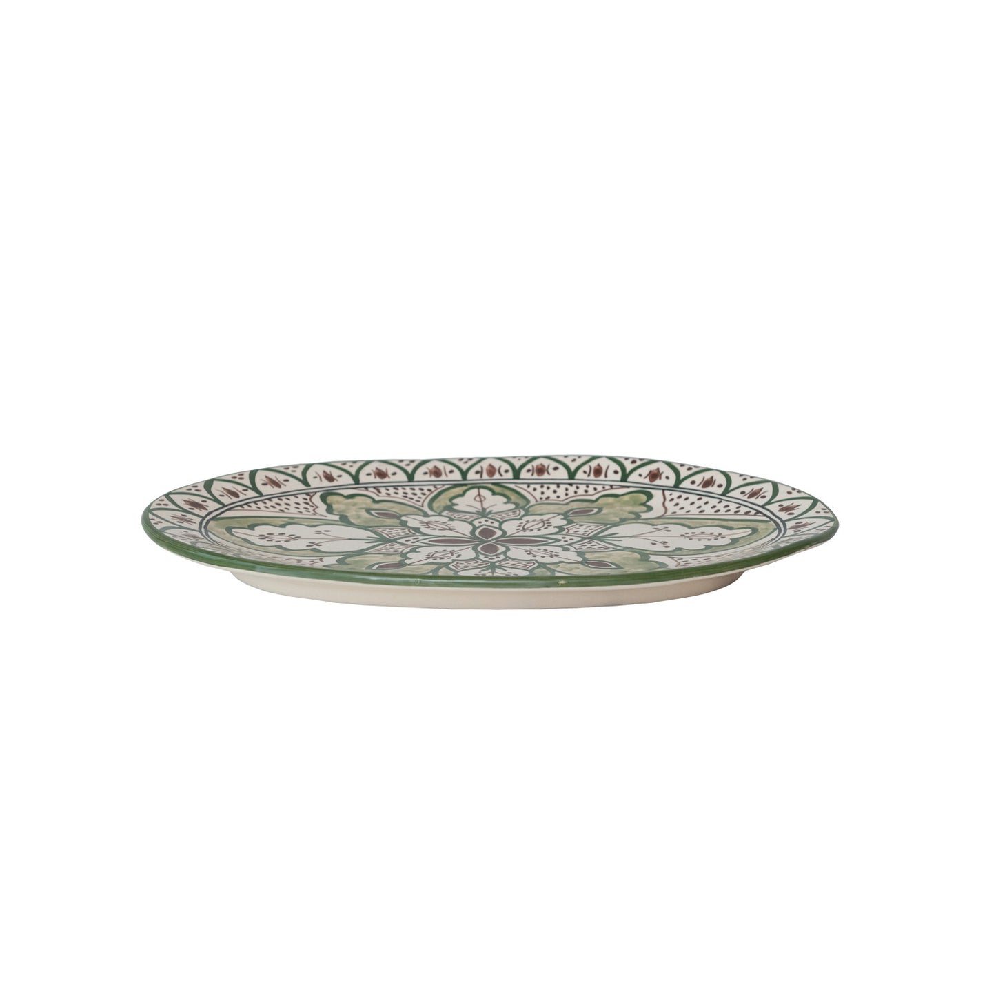 Hand painted green Brown design Platter