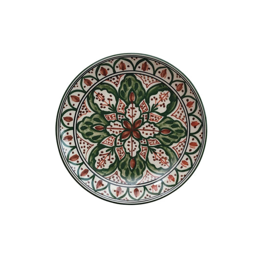 Hand painted green Brown design Plate