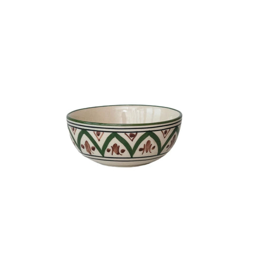 Hand painted green Brown design condiment bowl