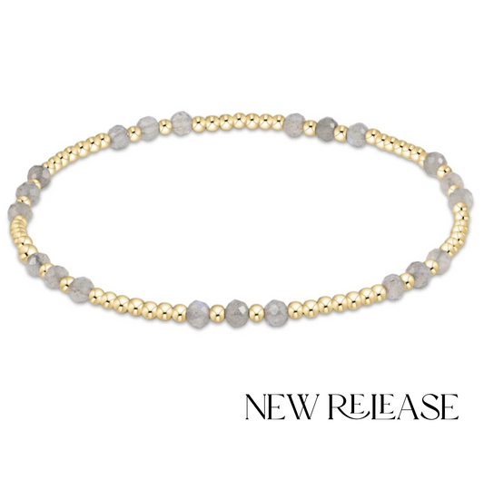 Gemstone Gold Joy Pattern 3mm Bead Bracelet - Labradorite