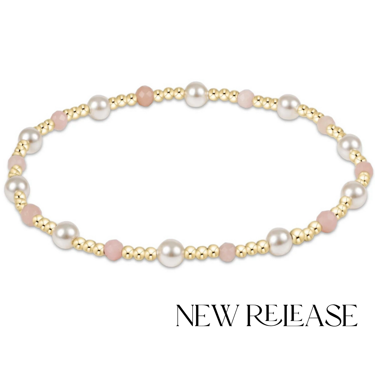 Pearl Sincerity Pattern 4mm Bead Bracelet - Pink Opal
