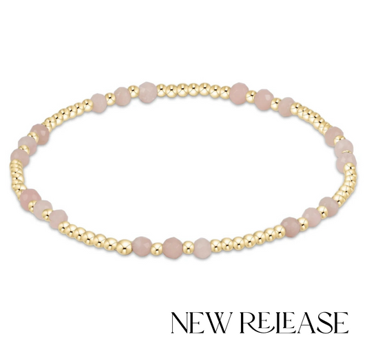Gemstone Gold Joy Pattern 3mm Bead Bracelet - Pink Opal