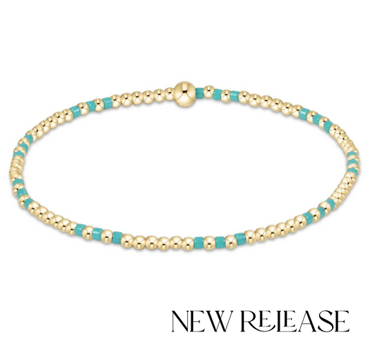 Hope Joy Pattern 2mm Bead Bracelet - Turquoise