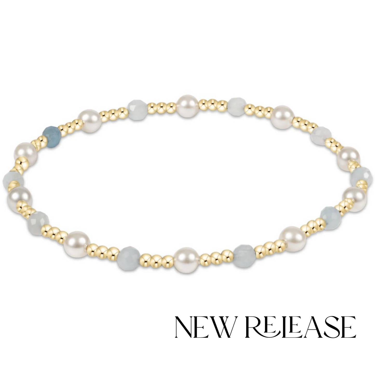 Pearl Sincerity Pattern 4mm Bead Bracelet - Aquamarine