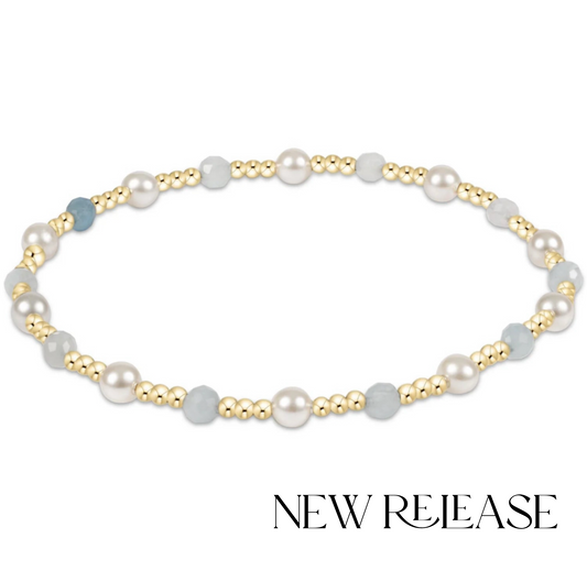 Pearl Sincerity Pattern 4mm Bead Bracelet - Aquamarine