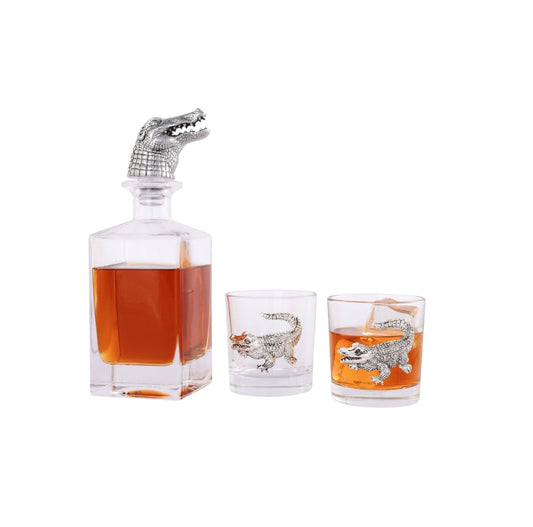 Alligator Decanter Set with Glasses