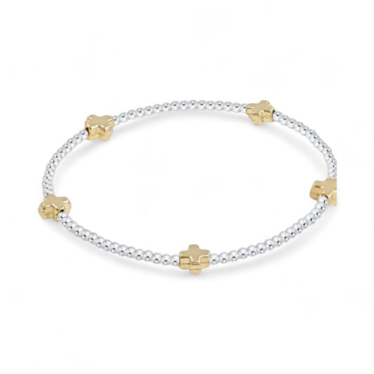 Signature Cross Small Sterling Mixed Metal Pattern 2mm Bead Gold