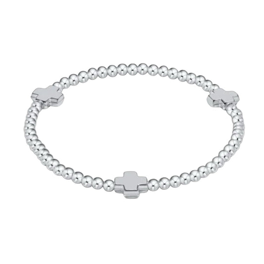 Signature Cross Stering Pattern 3mm Bead Bracelet