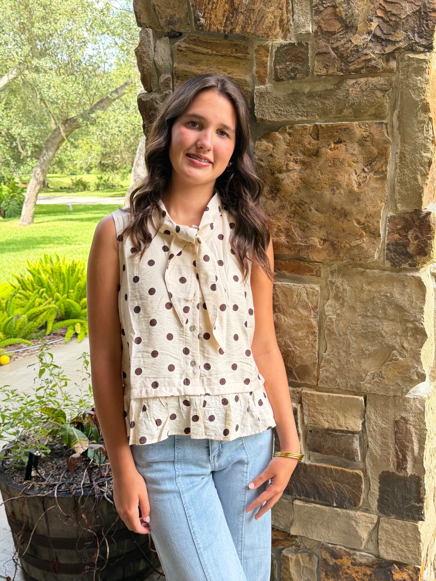 Sleeveless Polka Dot Top