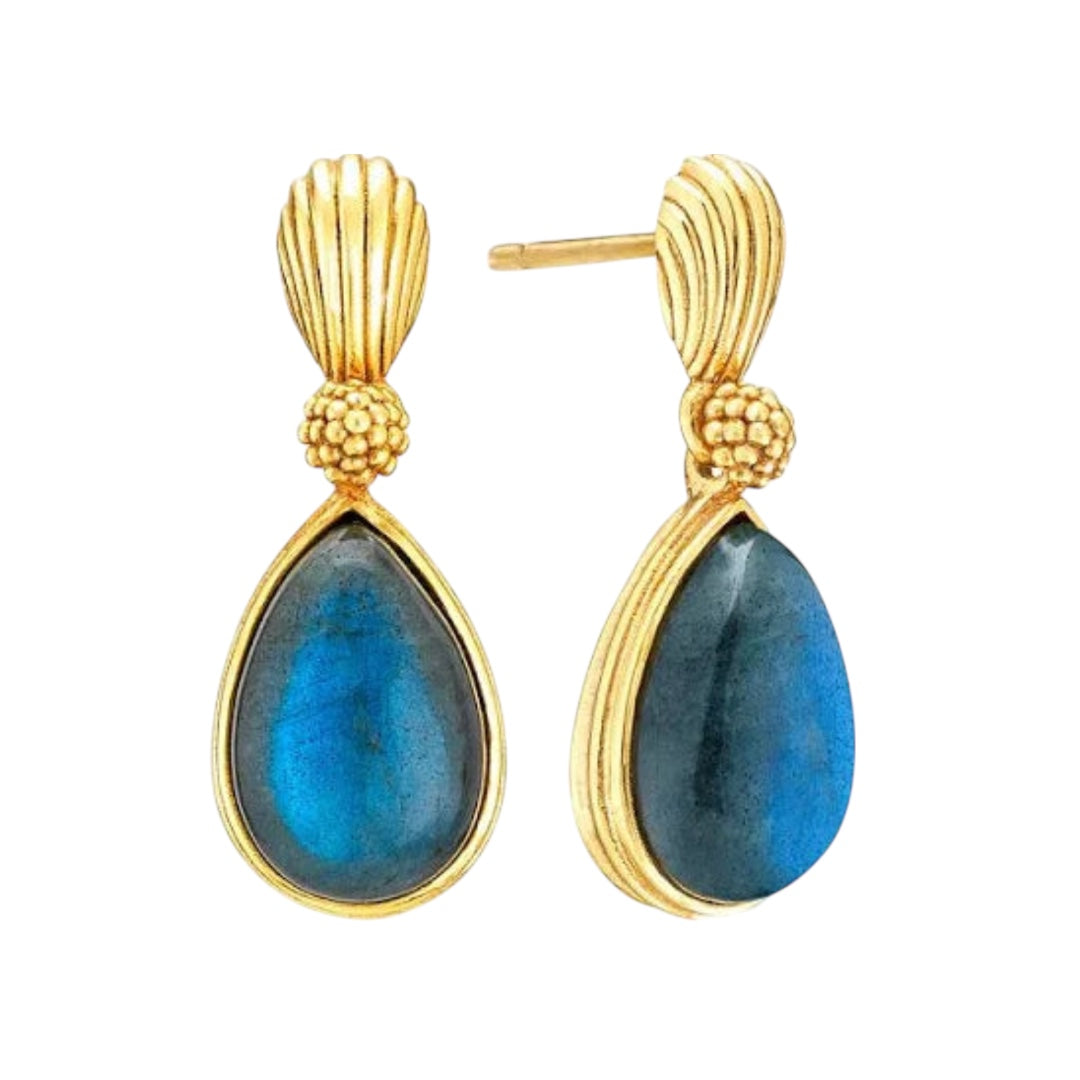 Monique Gem Post Earrings - Blue Labradorite