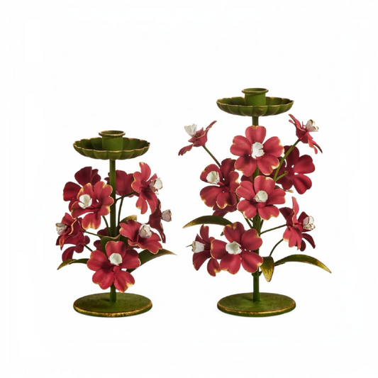 Metal Floral Candlesticks