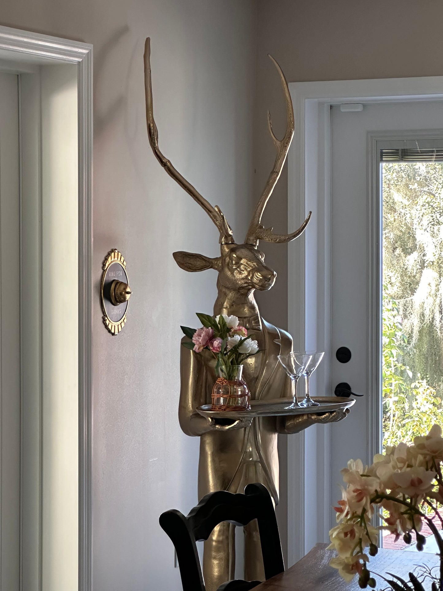 Cast Aluminum Deer Butler Tray, Life-Sized