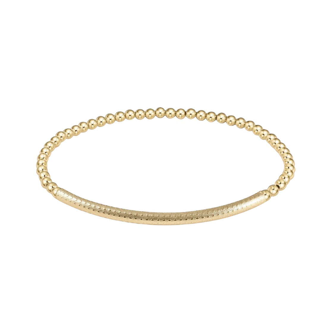 Classic Gold 3mm Bead Bracelet Bliss Bar Textured