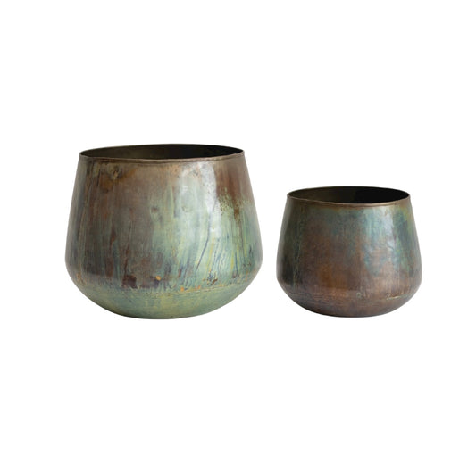 Oxidized Metal Planter