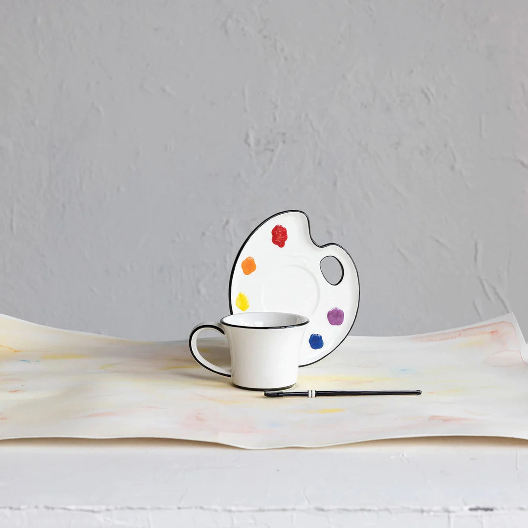 Paint pallet mug and saucer