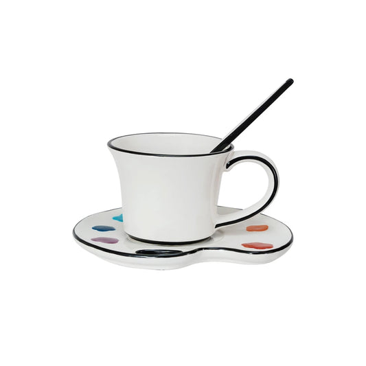 Paint pallet mug and saucer