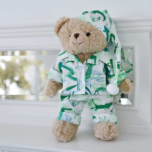 Teddy Bear With Alligator Print PJ's